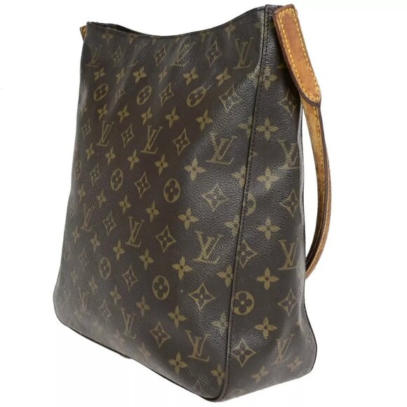 LOUIS VUITTON Logo Looping GM Shoulder Bag Monogram Leather Brown - Picture 4 of 16